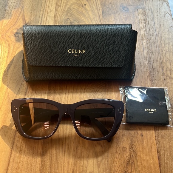 Céline - Butterfly S199 Sunglasses in Acetate - Dark Purple NEW - Picture 1 of 8